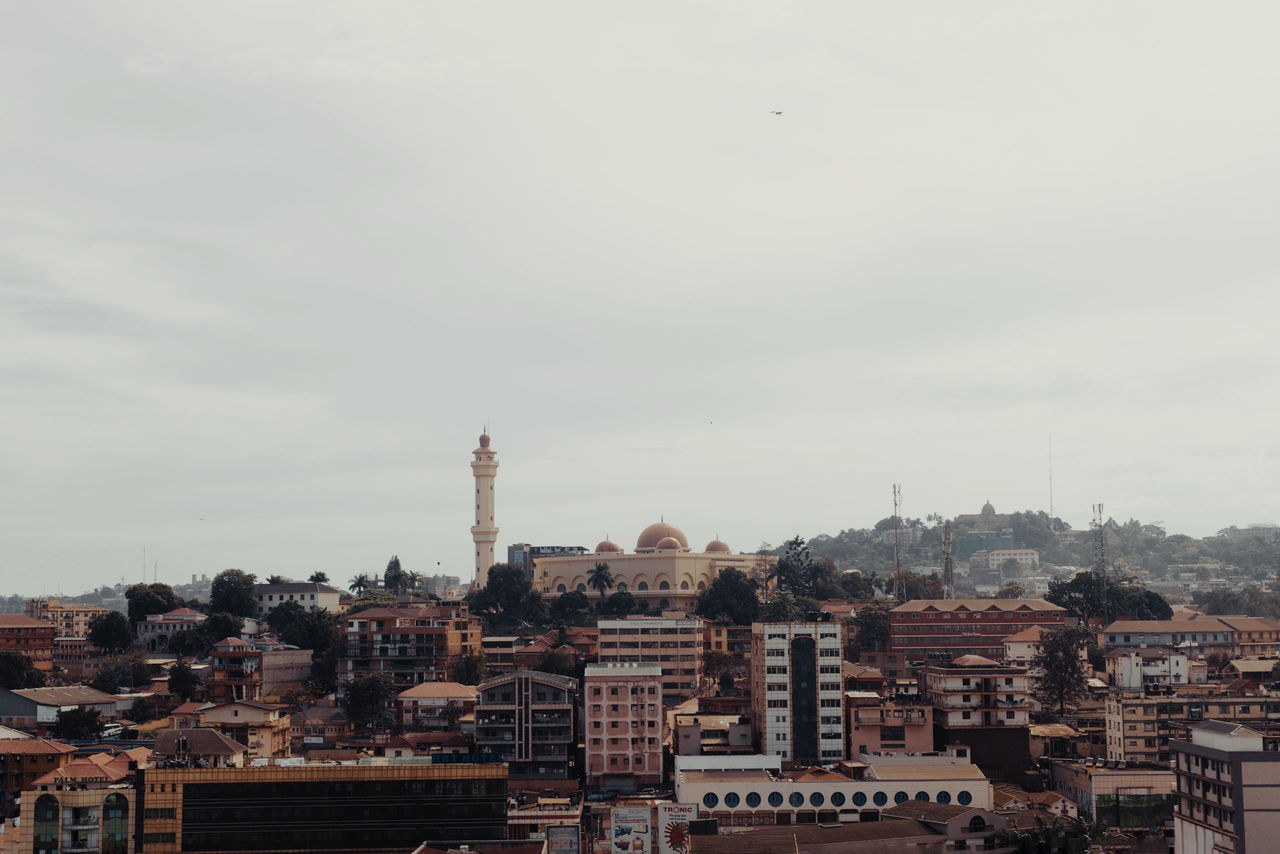 Aerial view of Kampala with the National Mosque